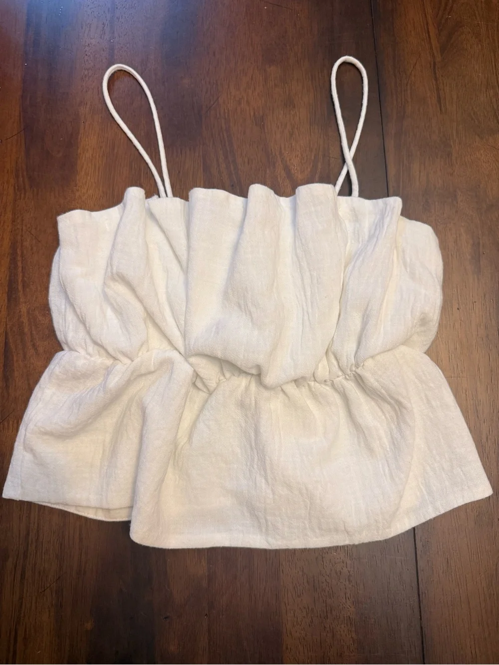Zara Cream Ruffled Spaghetti Strap Camisole
